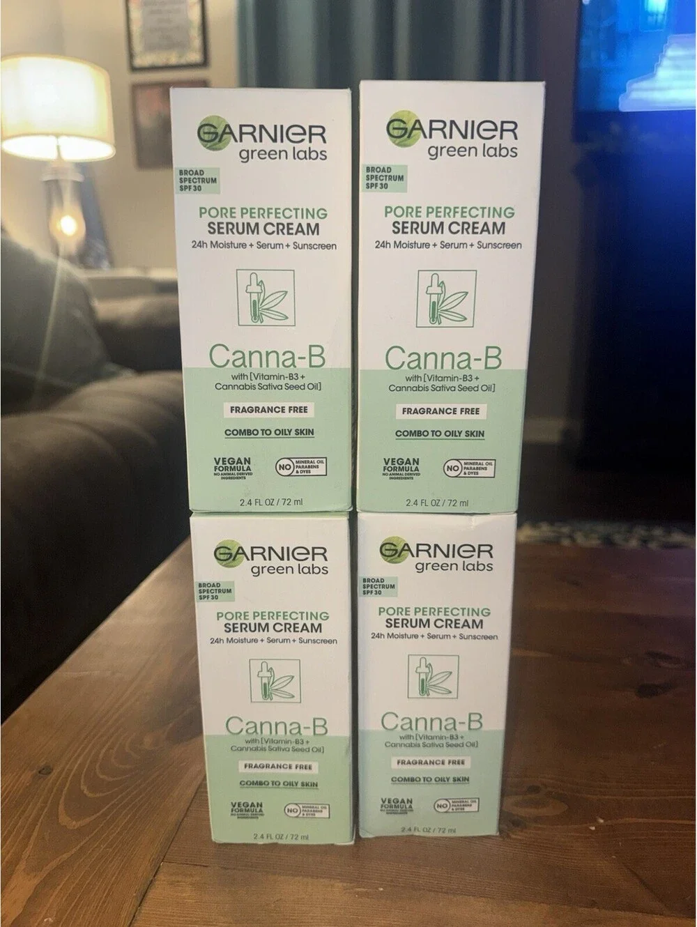 Set of 4 Garnier Green Labs CannaB Pore Perfecting Serum Cream 2.4 oz Rare HTF
